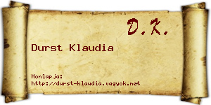 Durst Klaudia névjegykártya